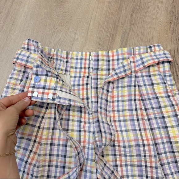 LOFT Multicolor Plaid Seersucker Paperbag Shorts - Picture 7 of 13